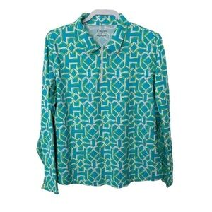 Icikuls Golf Printed Long Sleeve Half Zip Top UPF 50